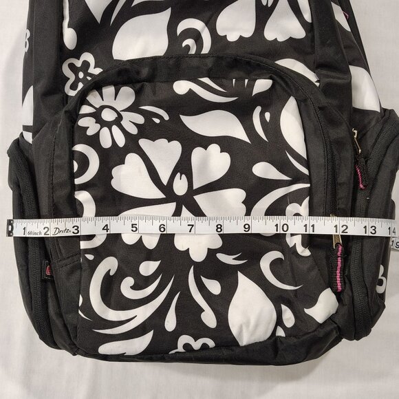 EastSport Black White Floral Backpack Multiple Compartments Adjustable Straps - Picture 12 of 16